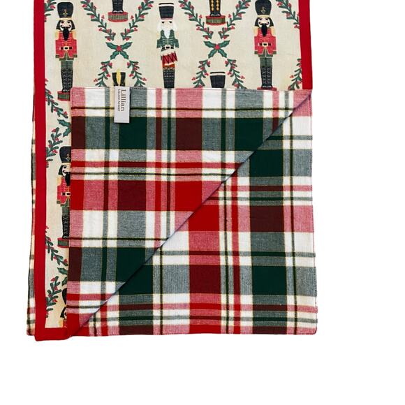 Lillian August Christmas Nutcracker Reversible Table Runner 14x72 Holiday Plaid - Picture 3 of 10